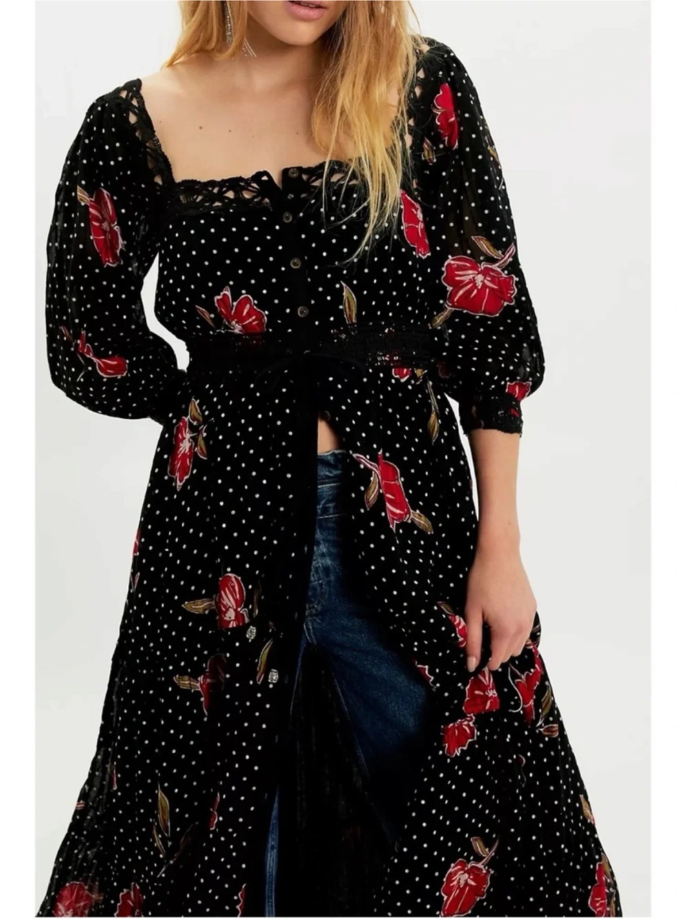 NWT Free People Morning Meadows Long-Sleeve Maxi Dress